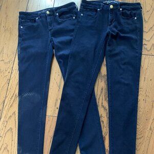 2 pair of size 8 X-Long American Eagle Skinny Dark Blue Jeans